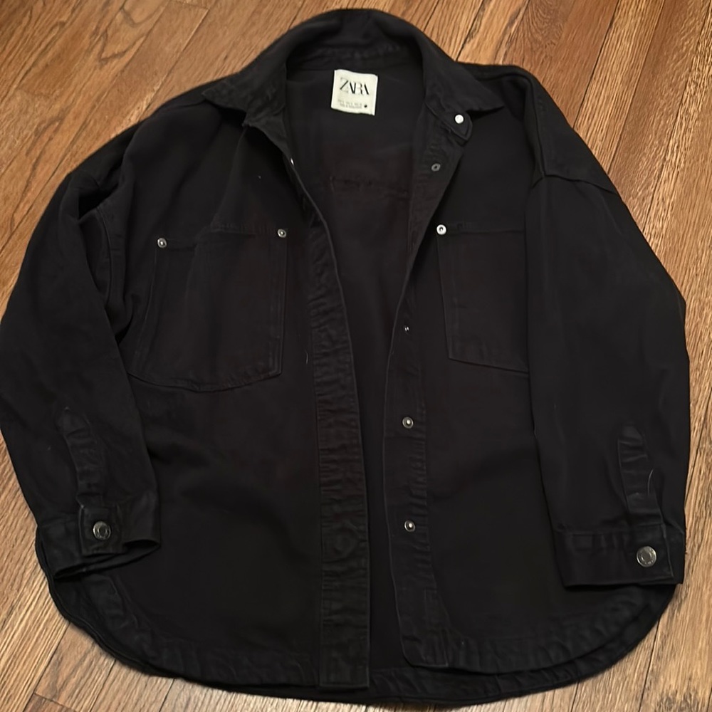 Zara Black Denim Oversized Shacket
